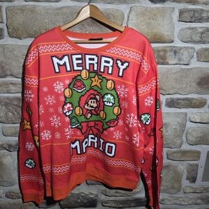 Nintendo Festive Mario Red Crewneck Sweater